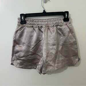 Women’s Elegant Satin Sheen Gray Silver Taupe Shorts